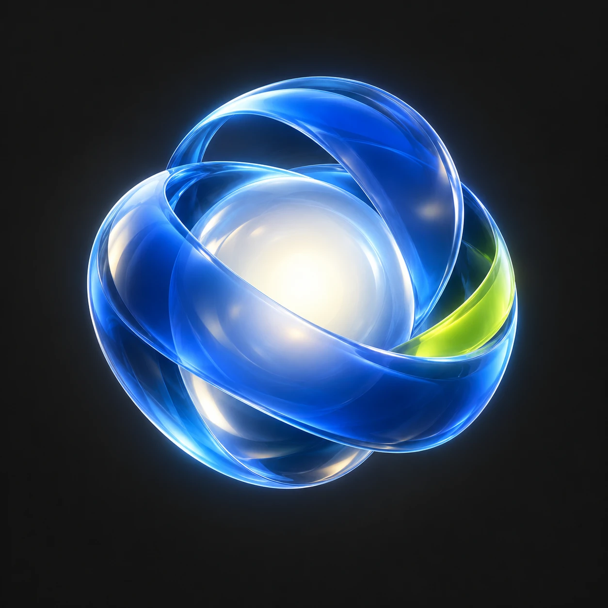 Nucleo tecnologico blu e lime, simbolo del coach AI di Jacked Society